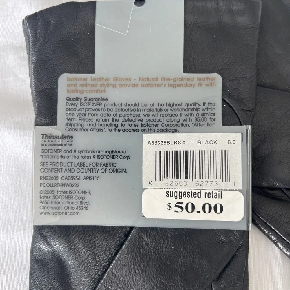 Women’s winter Isotoner ultra thinsulated Lined Black Leather Gloves Size 8 NWT - Picture 7 of 11